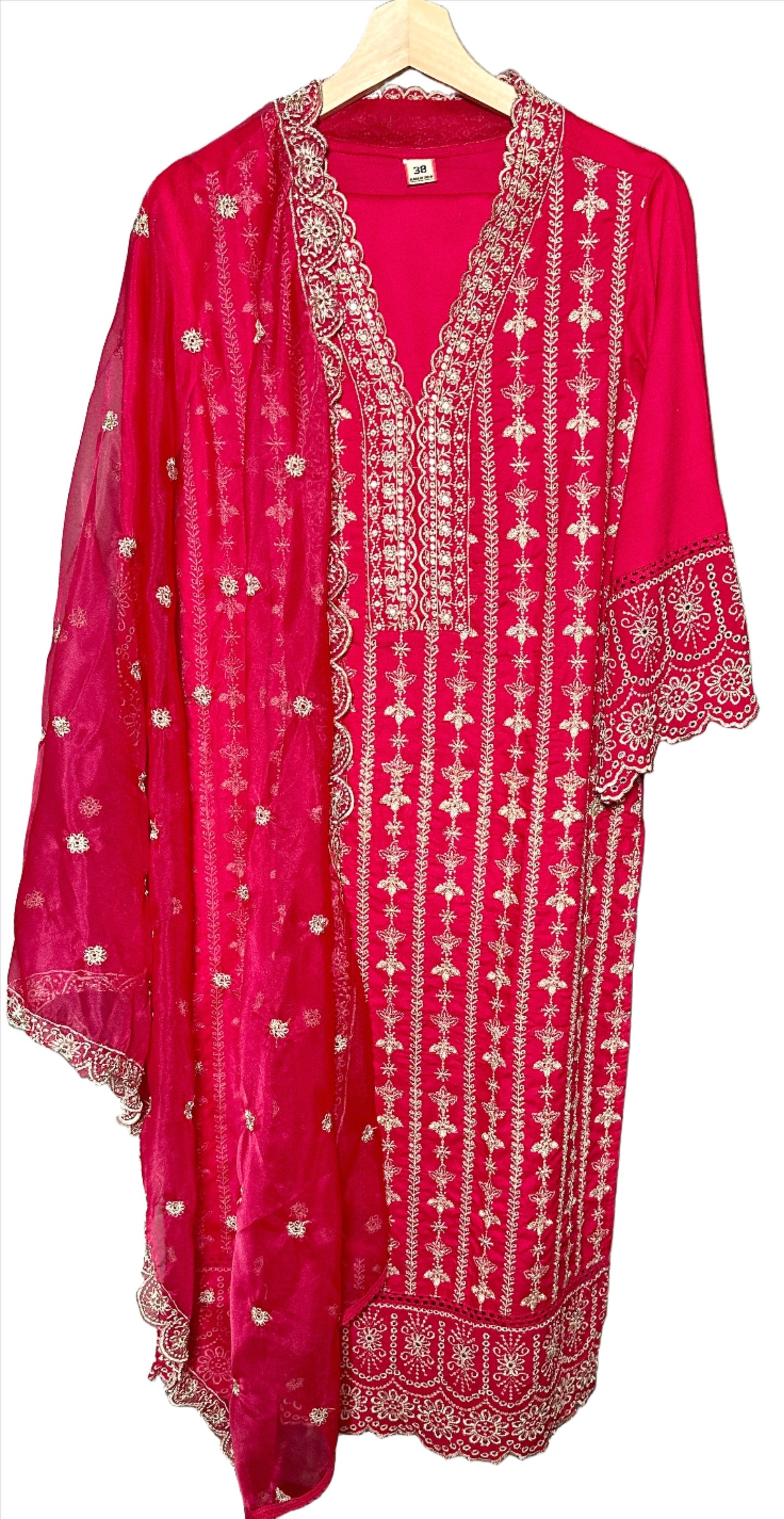 Magenta Suit with Organza Dupatta