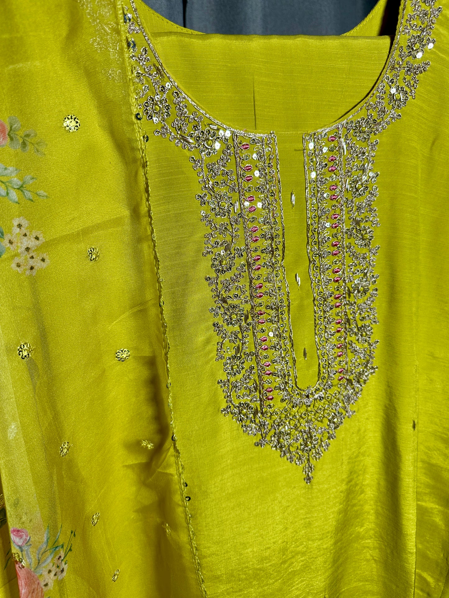 Dola Silk Mehndi Color Suit